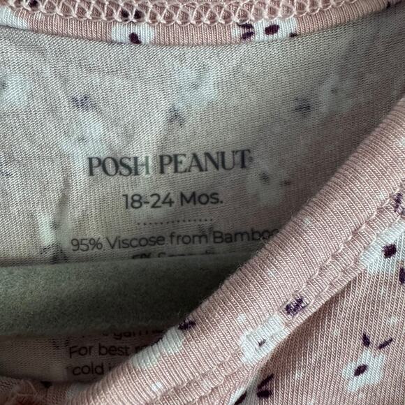 Posh Peanut Bamboo Maevis Pink Floral Long Sleeve Bodysuit Dress 18-24M Baby - Picture 3 of 5